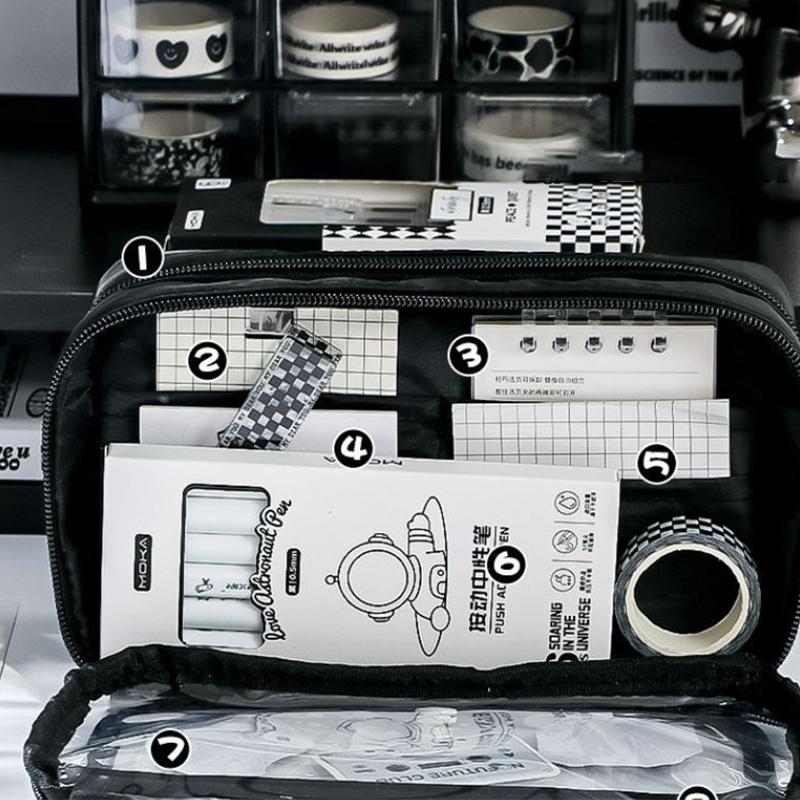 Large Capacity Pencil Bag Simple Stationery Storage Bag Children Pen Case Transparent Pencil Case Students School Supplies