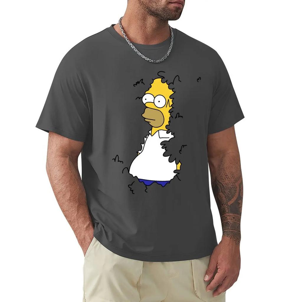 Summer Clothes Heavyweights Customizeds Sweat Fitted T Shirts for Men Homer in H Meme Classic TShirt Men Clothing Graphic