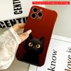 2DFlat Black Cat with Golden Eyes On Red Background All Inclusive Film Hard iPhone Case, Compatible with iPhone 18 Pro Max 17 16 15 14 13 12 11