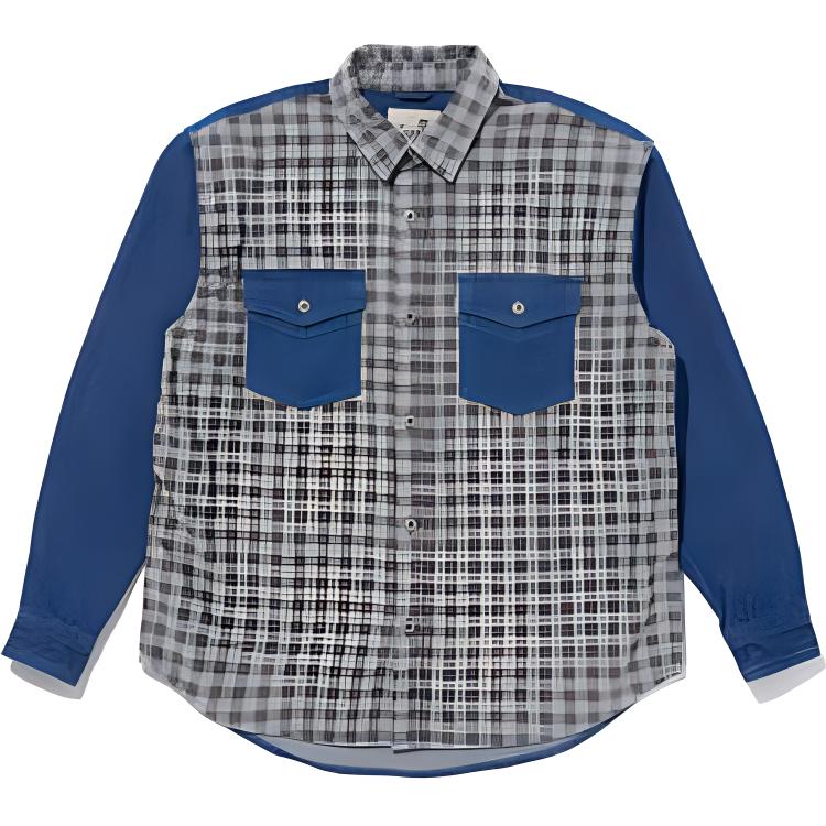 

Рубашка мужская Levis Silver Tab Series в стиле пэчворк в клетку с заниженной линией плеча и длинным рукавом Синяя A57670003 M