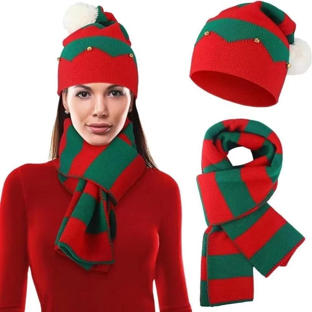 Gloves Christmas Hat Scarf Thermal Yarn Santa Claus Beanie Knitted Holiday Scarf  Merry Couples
