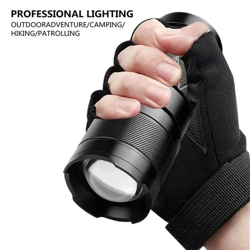 High Power LED White Laser Flashlight Type C Rechargeable Tactical Torch Zoom Lantern Long Range Spotlight for Camping Outdoor