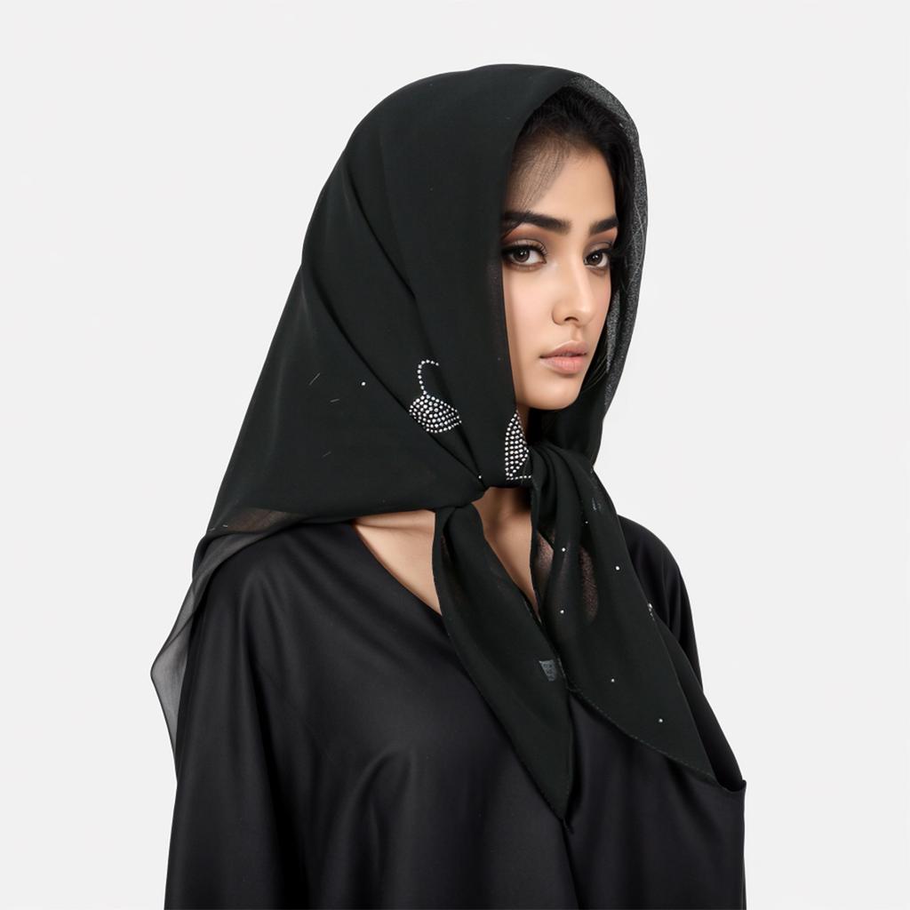 New Chiffon Square Scarf Women Rhinestone Headscarf Muslim Malaysian Shawls Headwraps Islamic Clothing Headband Ramadan 90*90cm