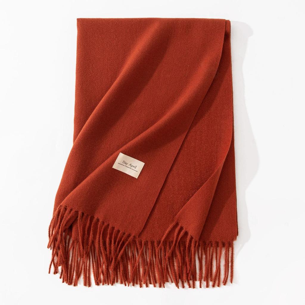 Red Imitation Cashmere Scarf, Pure Color, Women's Winter Accessory, High-end Feel, Versatile, Perfect for New Year Wrapping.