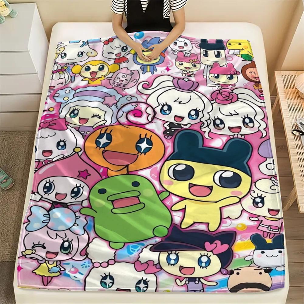 1PC Tamagotchi Print Flannel Blanket, High quality Comfortable for All Seasons, Home Decor, Warmth and Comfort, Perfect for Christmas Gifts189