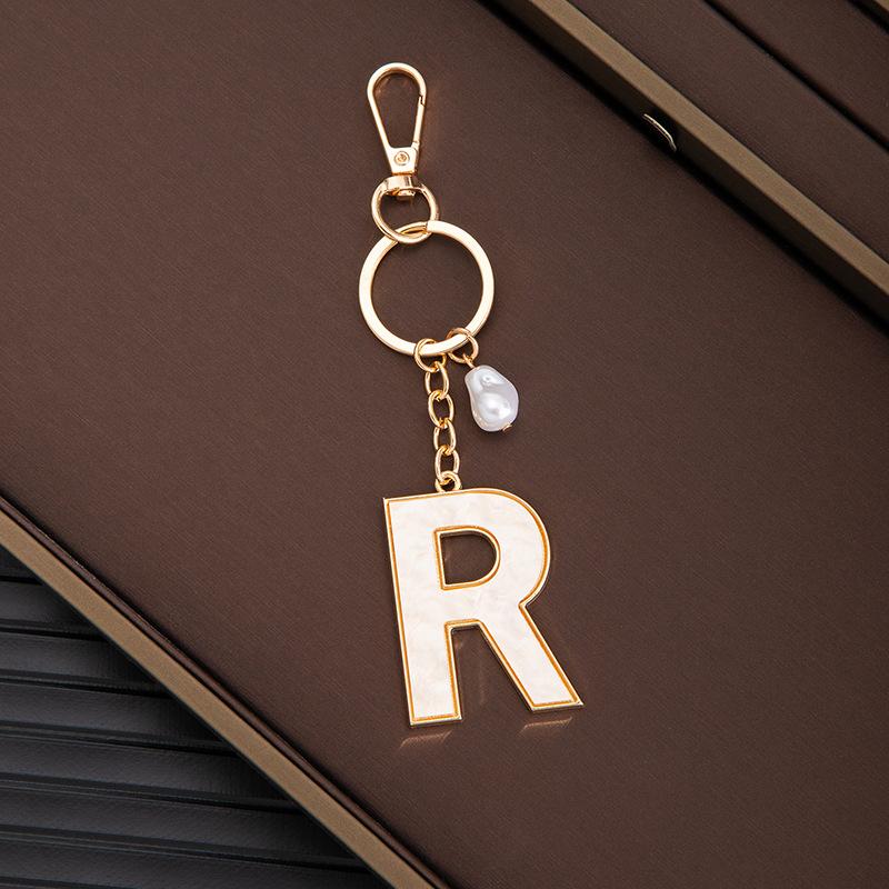 Chaveiro Pingente Nome Letras Criativas 26 Letras Pérola Imitação Concha Pingente de Bolsa Popular Acessórios