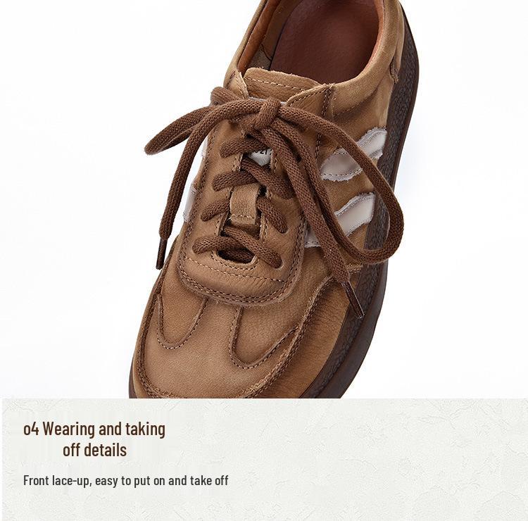 2025 Women's Genuine Leather Sporty Flats: Versatile Low-Top Trainers for Casual, Four-Season Wear