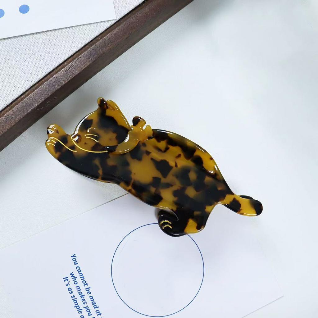 Ättiksyra japansk och sydkoreansk avancerad leopardtryck katt hårnål klämma damers temperament hårnål bakhuvud hajklämma