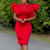 D560 Women's Sexy Beaded Lotus Sleeve Party Dress - 2025 Fashion African Style