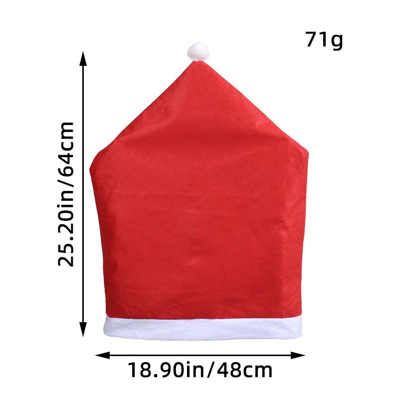 Non-Woven Red Christmas Hat Chair Cover Set - Festive Table Decoration with Soft Feel