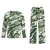 Men's Long Sleeve Pajama Set with Button Crotch and Elastic Drawstring Waist Pants for Home Loungewear
