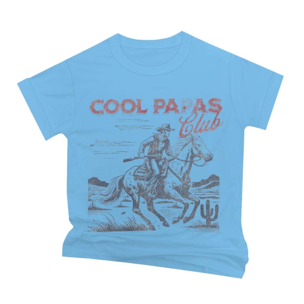 Cool Papa Club Print T Shirt For Unisex Crew Neck Short Sleeve Vintage Cowboy Fathers Day Streetwear Male Tshirts