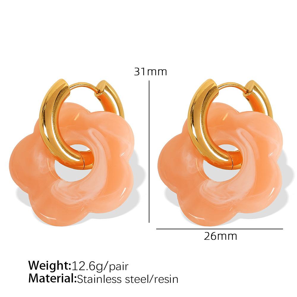 Dopamine Flower Ear Buckle Earrings Titanium Steel Stylish Simple Camellia Earrings Pastoral Jewelry