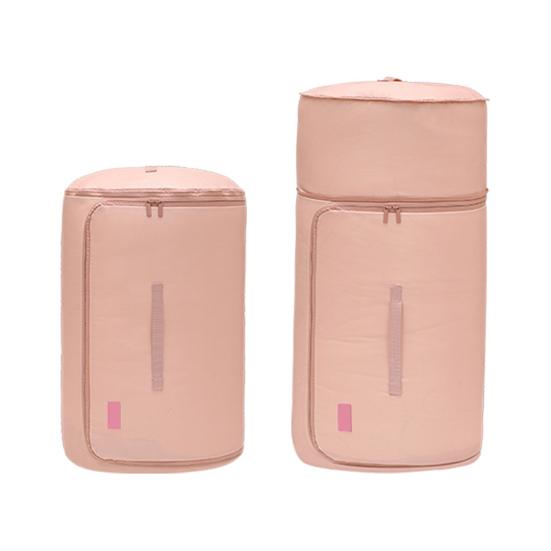 Cylinder Quilt Storage Bag Self Compression Organizer Space Saver Collapsible Comforter Bag for Seasonal Quilts Sheets Bedding Storage