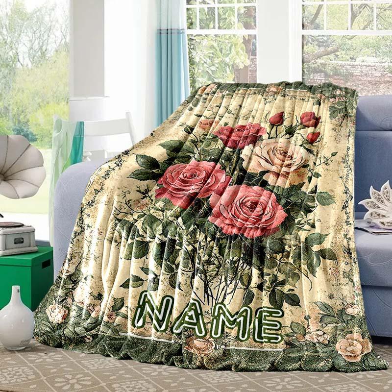 Flowers Customize Your Name Blanket Warm Comfortable And Soft Blankets Are Suitable For Home Chairs Office Sofas Sofas Office Camping And Gifts For