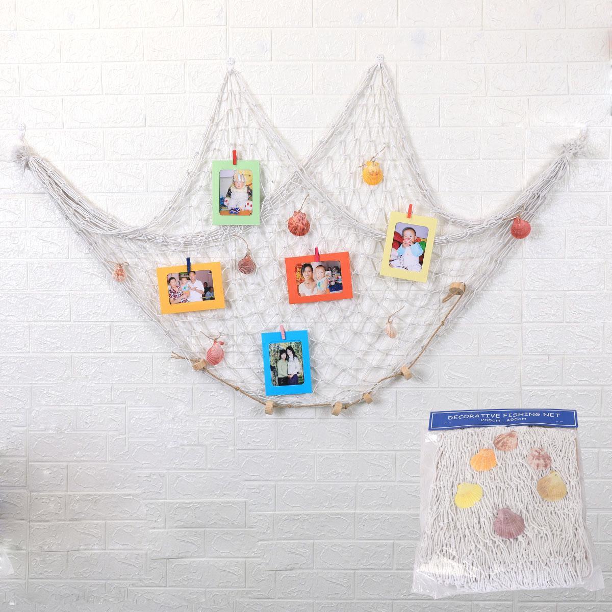 Средиземноморская декоративная рыболовная сеть смешанного размера, средиземноморский стиль, морская декоративная рыболовная сеть, настенные гобелены, украшение, морские ракушки 1x2m белый