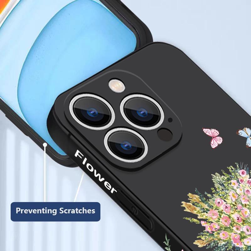 Luxury Girl Flower Lanyard Case For iPhone 15 16 17 Pro Max Soft Silicone Cover Coque For iPhone 11 12 13 14 Pro Max 16E 17 Air