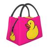 Gummi-Ente in Knallpink Isolierte Lunchtasche für die Schule Bento Aufbewahrung Lebensmittelboxen Behälter Kühlbox Thermos-Lunchbox Tragetasche