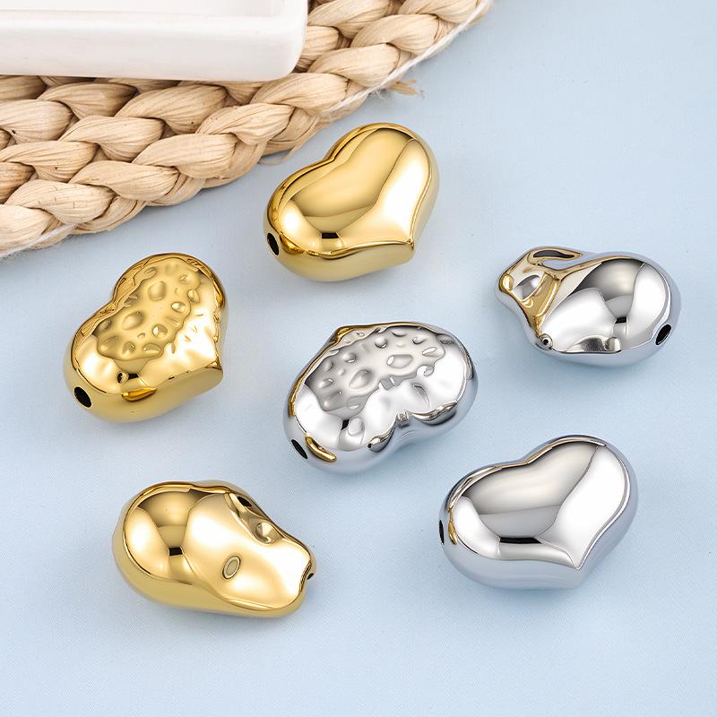 Heart-Shaped Titanium Steel Beads, Irregular Large Hole, for DIY Jewelry Making Bracelets & Necklaces