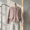Direct supply of Xiaoxiangfeng flower fox imitation fur short loose plush pocket round neck fur integrated coat