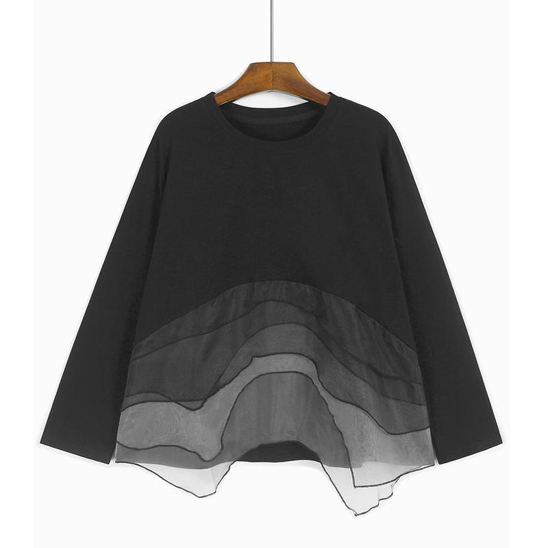 Xitao Lässiges Relax Damen Unregelmäßiges T-Shirt Top GJ1237