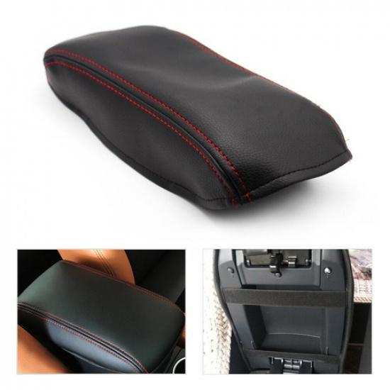 BLACK Leather+Red Center Console Lid Armrest Cover For Toyota Camry 2006-2011