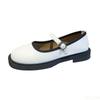 Vintage Small Leather Shoes Spring New Mouth Low Heel Color Blocking Versatile Single Shoe Simple Comfortable Women's Shoes