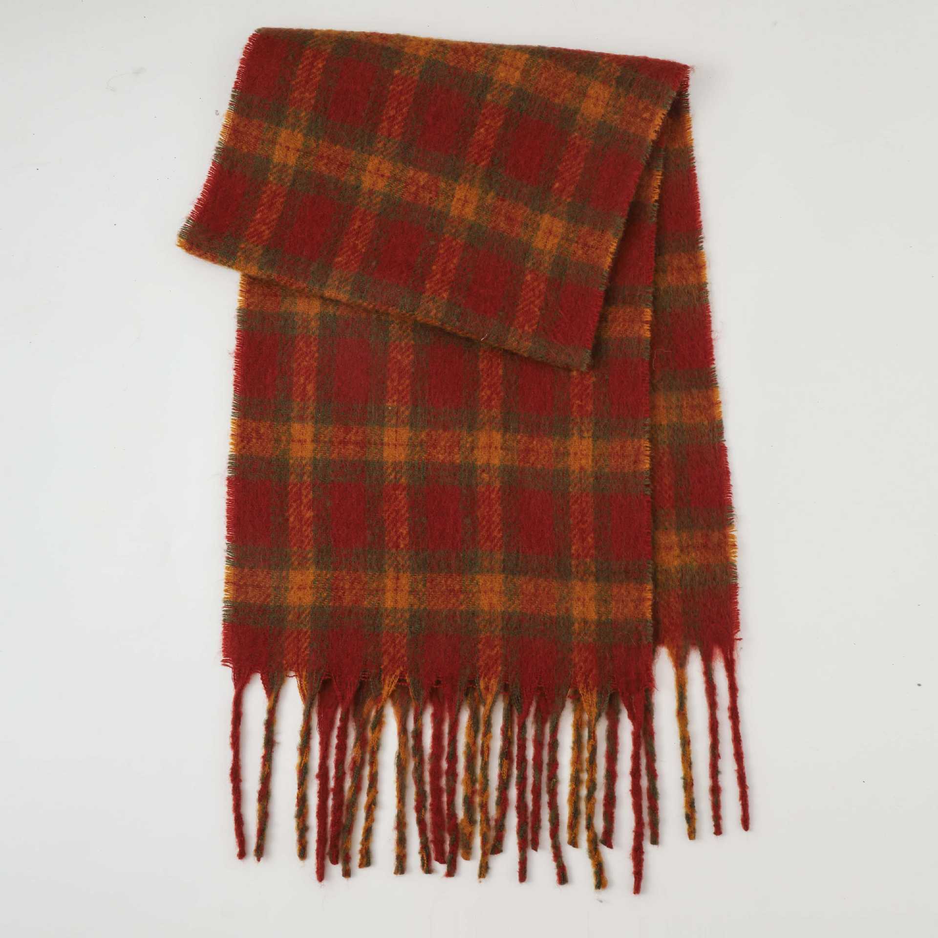 

New Autumn and Winter Contrasting Plaid High-end Thickened Scarf for Women s Versatile Warm Shawl Scarf