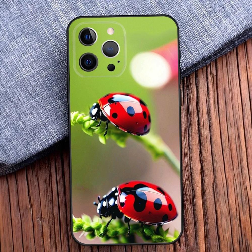 Insect Beautiful Ladybugs Phone Case For iPhone 16,15,14,13,12,11,Pro,X,XS,Max,XR,Plus,Mini Black Soft Silicone Case