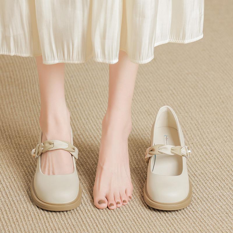 Soft leather wind small leather shoes spring and autumn platform single shoes Mary Jane shoes