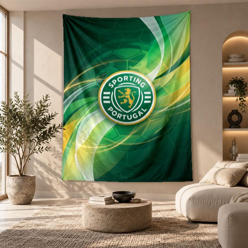 Arazzo Decorativo, Arte da Parete Stampata Sporting CP FC, Appeso a Parete Leggero per Sfondo Camera da Letto