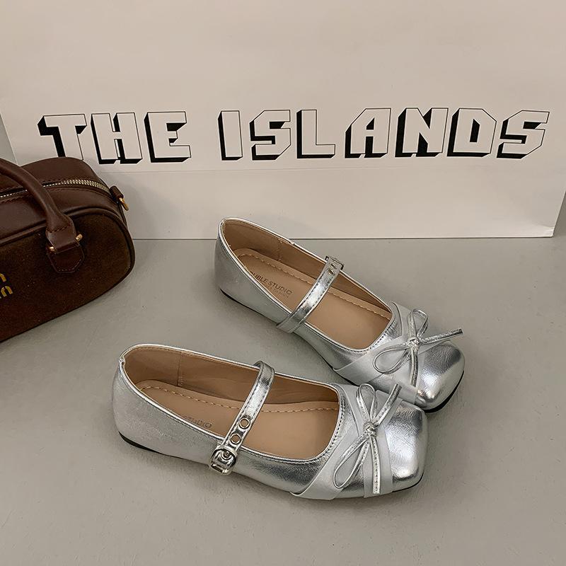 

Туфли Мэри Джейн женские на среднем толстом каблуке одинарные туфли 2025 новая весна и лето с юбкой на высоком каблуке 40 серебряный