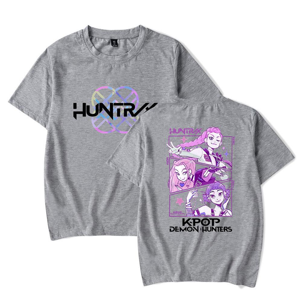 Anime KPop Demon Hunters Huntrix Tshirt Men Women Fashion Cotton T Shirt Summer Unisex Crewneck Short Sleeve  Streetwear Tees