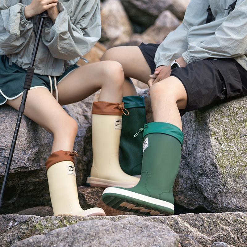 Couple Men's and Women's Thick-soled Bundle Water Mouth Rain Boots Outdoor Camping Sea Fishing High Waterproof Shoes New Rain Shoes Men's