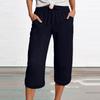 Women's Summer 3/4 Trousers  Summer Trousers With Pockets Causal Loose Trousers Fabric Trousers Sport Leisure Beach Trousers