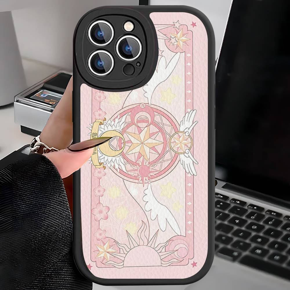 C-Cardcaptor Sakura Phone Case for iPhone 16 15 14 11 12 13 Pro Max Plus Back Leather Shell