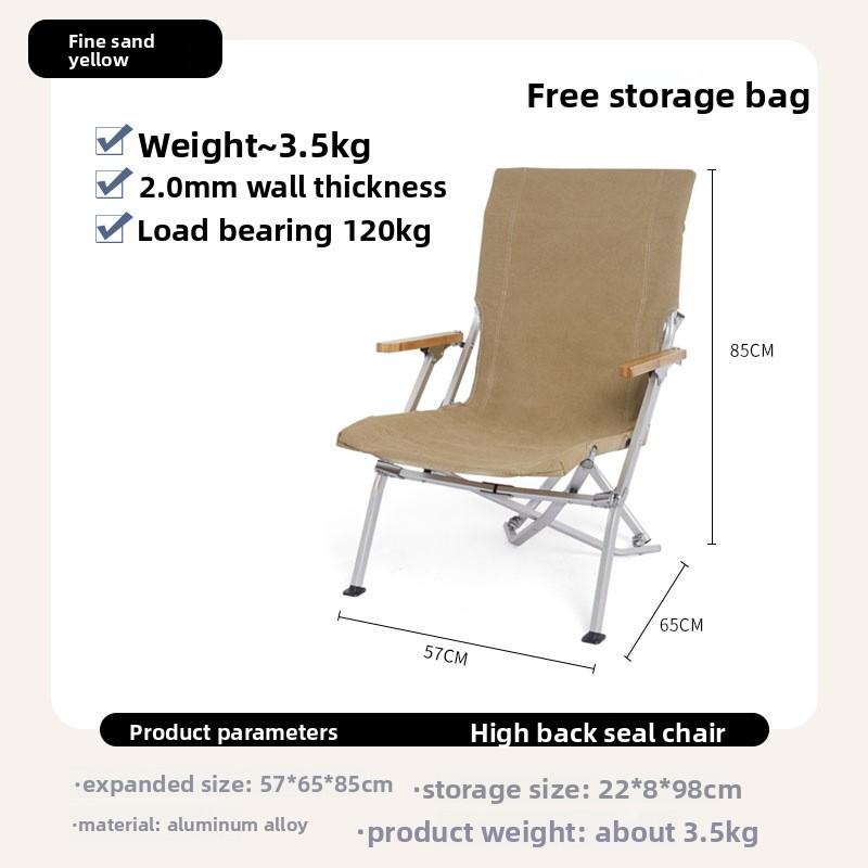Aluminum Alloy Sea Dog Chair Foldable Portable High Back Recliner for Fishing Camping Outdoor Activities