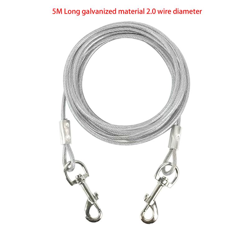 3-10M Double-Headed Dog Tie Out Cable Leash Raction Rope Metal Buckle Steel Wire Anti-Rust Training Collar Outdoor Dogs Strap
