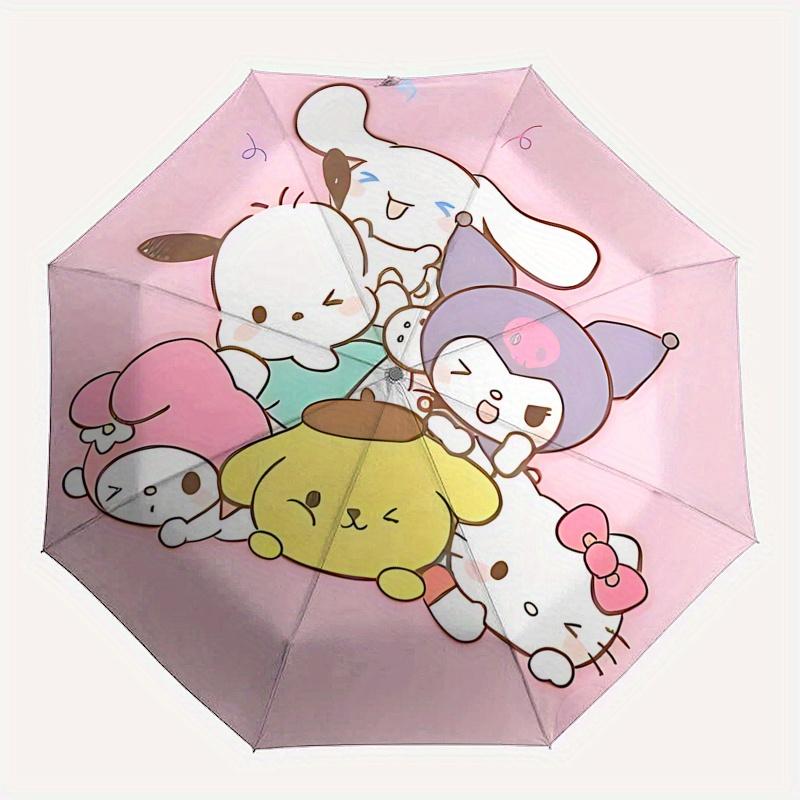 Sanrio, Kawaii Automatic Open/Close Umbrella-Cute Umbrella with Cute Design, Portable 3-Fold Compact Umbrella for Men & Women, Halloween Chr