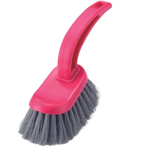 Sanwa Brush Minimized Splash Bath Brush, Short Handle, Pink, Made In Japan, Handheld, Rubber Cleaner, Bathtub Cleaner with Handle, Removes Water Stain