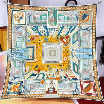 Design Luxus Twill Seide Damen Schal Sonnenschutz Foulard Schal Hijab Weibliches Haar Hijab Wickel Halstuch Bandana Echarpe