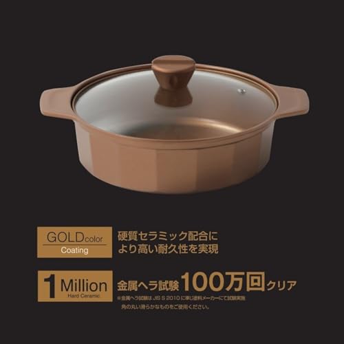 VISIONS CP-8806 28cm Tabletop Pot, IH Compatible, with Glass Lid, Gold Coating