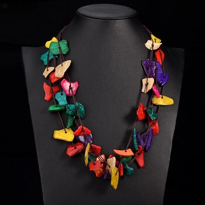 JMXD-Богемный Европейский и Американский Этнический Стиль Преувеличенный Цвет Модный Ретро Глазурованный Средневековый Ожерелье Бусины Цепочка на Шею Ожерелье Украшения Женские