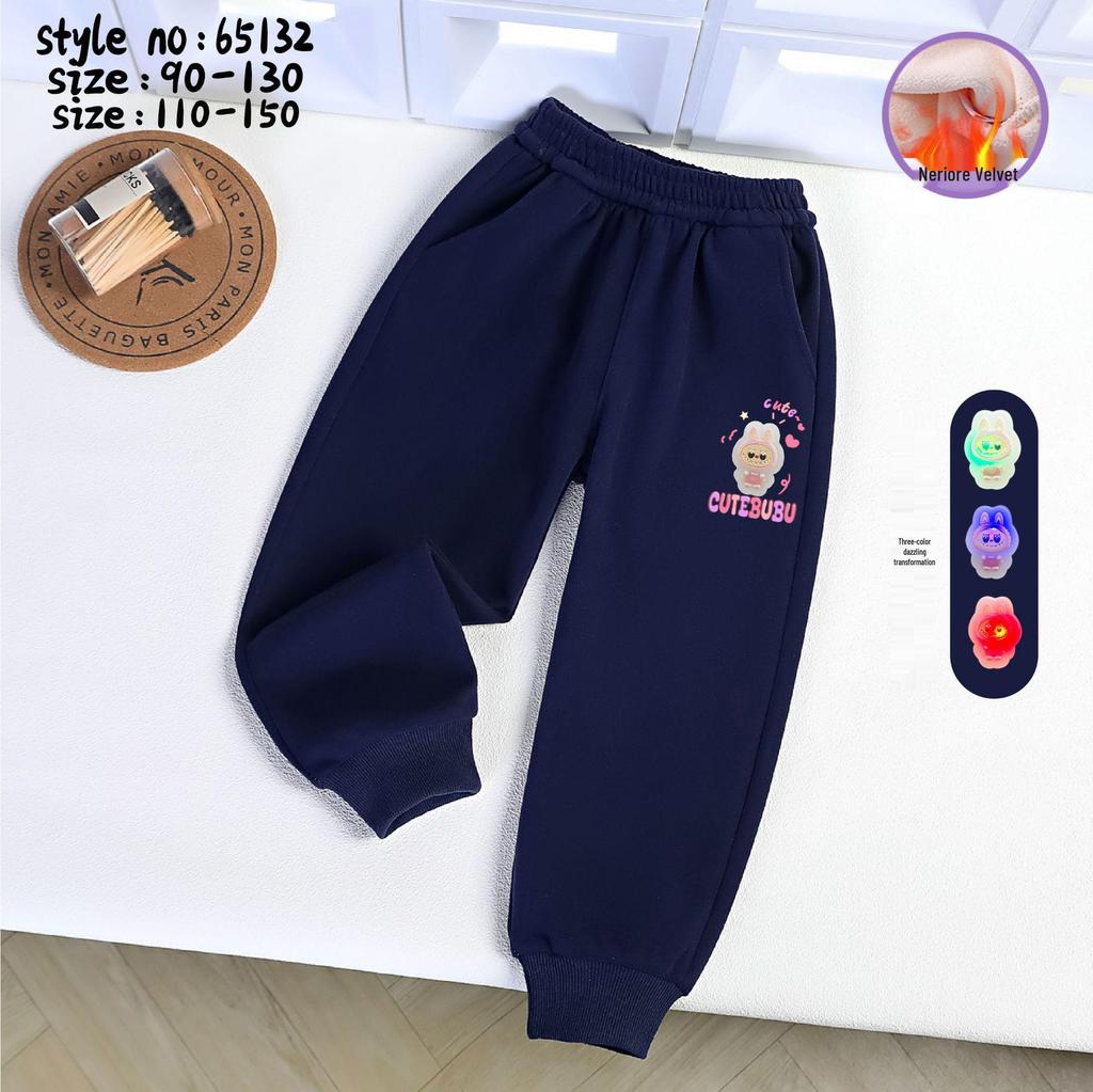 2025 Winter Mädchen Leuchtende Baumwollmischung Jogginghose mit Bündchen und Kordelzug