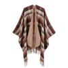Scottish Classic Plaid Tassel Thick Warm Split Shawl Cape