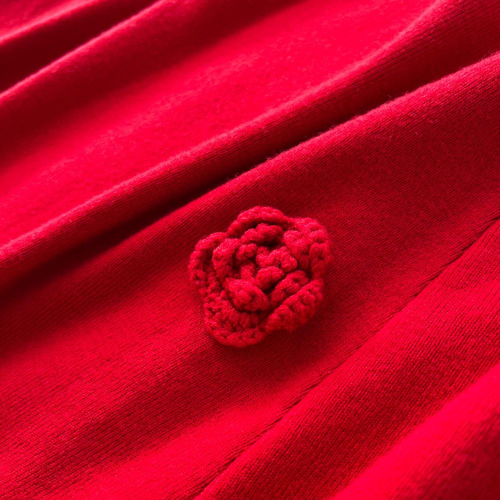 Autumn Winter Women Elegant 3D Flower Knitted Sweater Pullover Long Midi Christmas Party Dresses