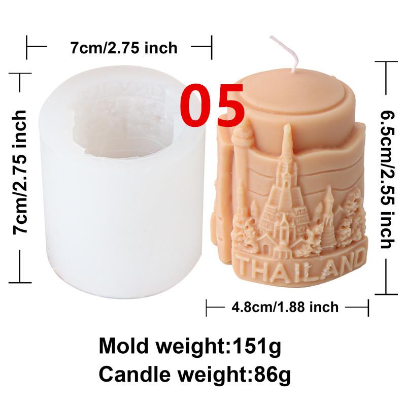 3D Paris Urban Bulidings Cylinderical Silicone Mold DIY Craft Abstract Castle House Church Plaster Candle Mold Home Decor Gift
