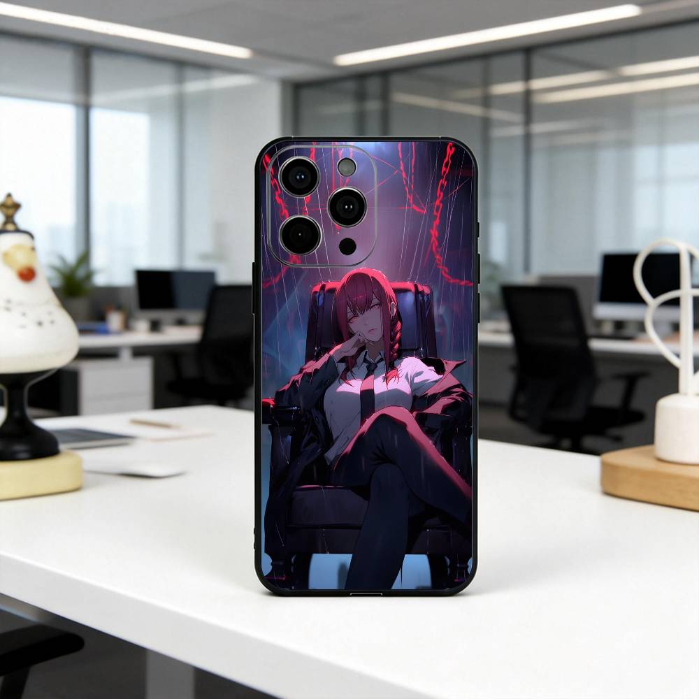 

C-Chain-saw Man M-Makima-CMM Phone Case For iPhone 17,16,15,14,13,12,11 Plus,Pro Max,XS,Soft Silicone Black Cover iPhone17promax