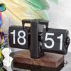 Retro Flip Clock Wooden Metal Novelty Page Turning Table Clock Creativity Decorative Watch House Table Decoration Accessories