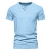 Summer Casual T-shirt Men's Fashion Trend Sports Slim Solid Color V-neck Pocket Men's Top